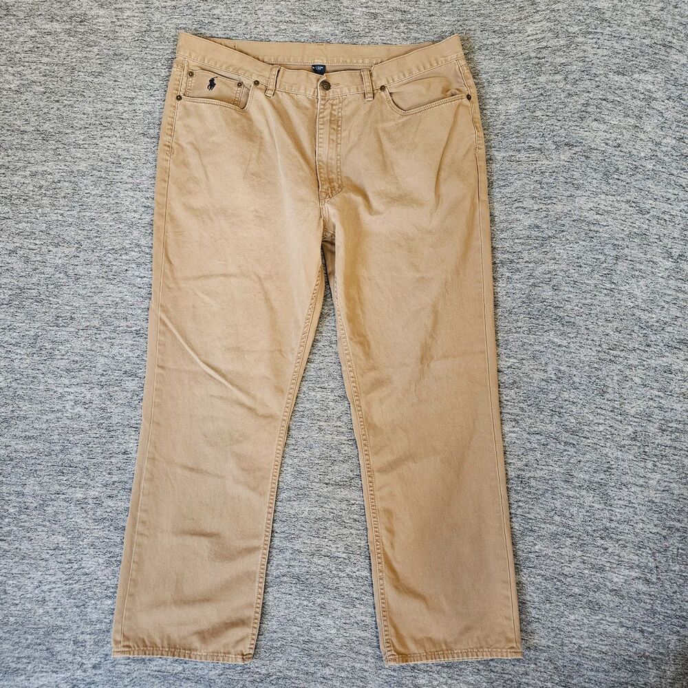 Polo Ralph Lauren Mens 650 Trousers Straight 40x30 Actual Fit 38x30 Beige Cotton